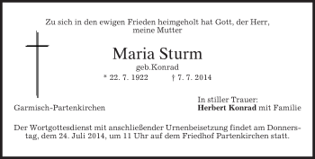 Traueranzeige von Maria Sturm von merkurtz