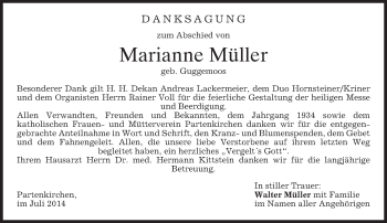 Traueranzeige von Marianne Müller von merkurtz