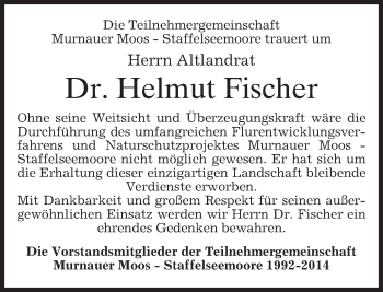 Traueranzeige von Helmut Fischer von merkurtz