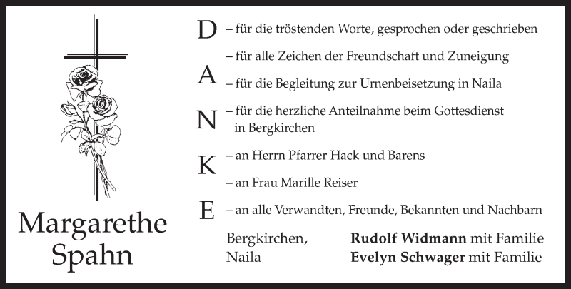  Traueranzeige für Margarethe Spahn vom 07.03.2015 aus Münchener Merkur