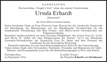 Traueranzeige von Ursula Erhardt von merkurtz