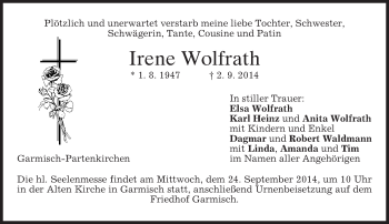 Traueranzeige von Irene Wolfrath von merkurtz