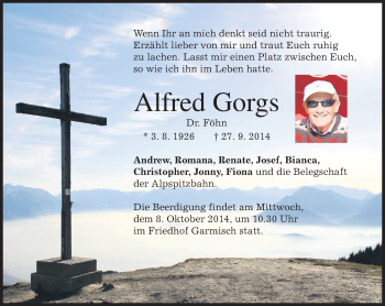Traueranzeige von Alfred Gorgs von merkurtz