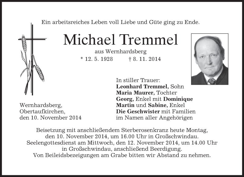 Traueranzeigen von Michael Tremmel | trauer.merkur.de