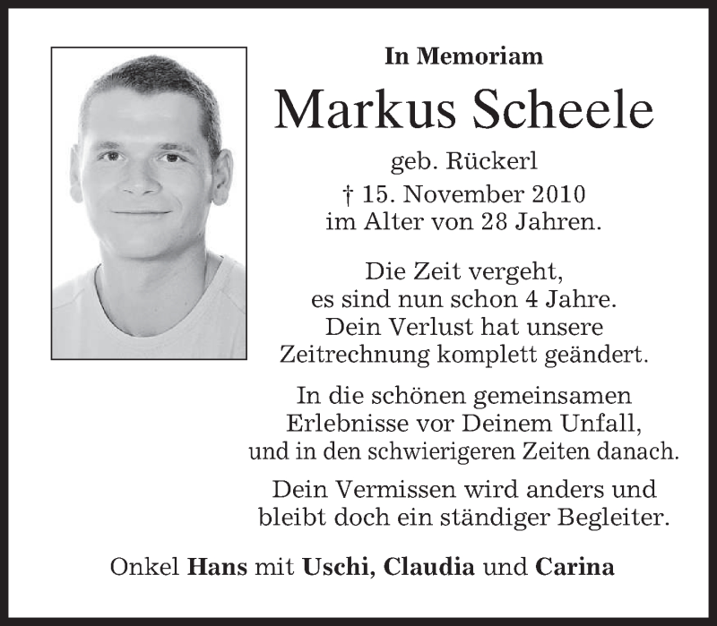  Traueranzeige für Markus Scheele vom 15.11.2014 aus merkurtz