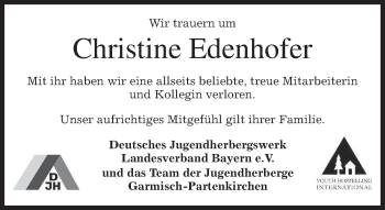 Traueranzeige von Christine Edenhofer von merkurtz