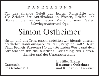 Traueranzeige von Simon Ostheimer von MERKUR & TZ