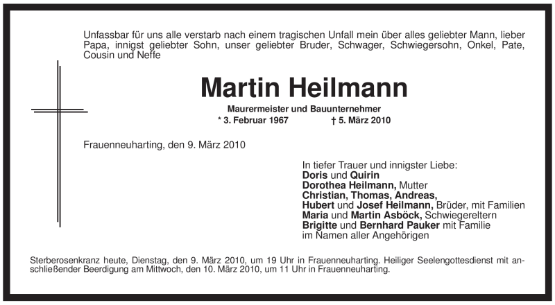  Traueranzeige für Martin Heilmann vom 09.03.2010 aus MERKUR & TZ