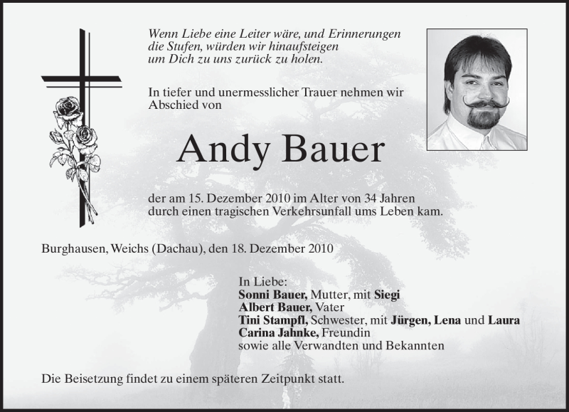  Traueranzeige für Andy Bauer vom 18.12.2010 aus MERKUR & TZ