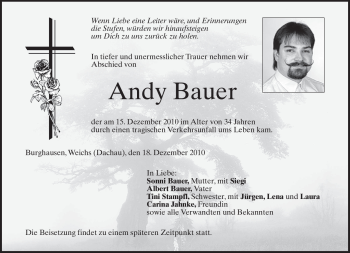 Traueranzeige von Andy Bauer von MERKUR & TZ