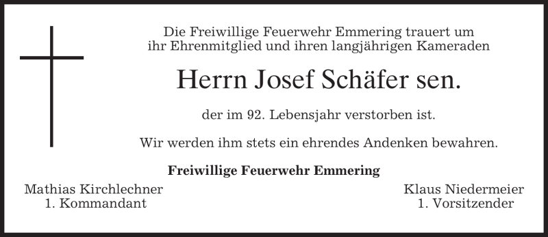  Traueranzeige für Josef Schäfer vom 08.09.2010 aus MERKUR & TZ