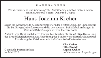 Traueranzeige von Hans-Joachim Kreher von MERKUR & TZ