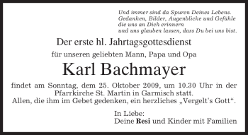 Traueranzeige von Karl Bachmayer von MERKUR & TZ