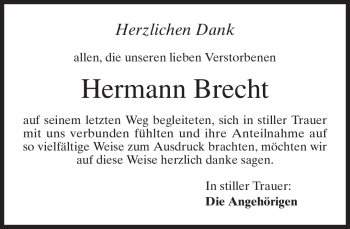 Traueranzeige von Hermann Brecht von MERKUR & TZ
