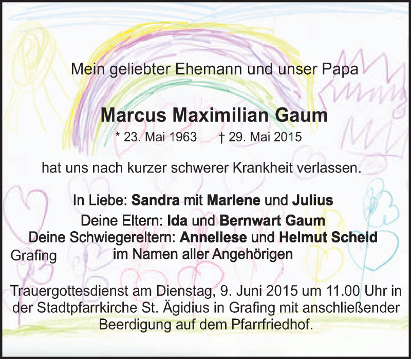  Traueranzeige für Marcus Maximilian Gaum vom 05.06.2015 aus merkurtz