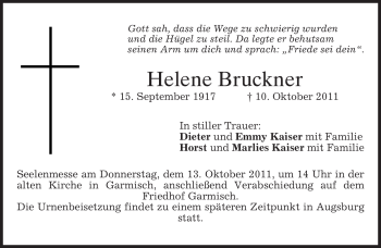 Traueranzeige von Helene Bruckner von MERKUR & TZ