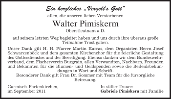 Traueranzeige von Walter Pimiskerm von MERKUR & TZ