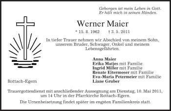 Traueranzeige von Werner Maier von MERKUR & TZ