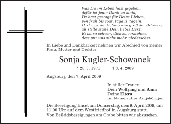 Traueranzeige von Sonja Kugler-Schowanek von MERKUR & TZ