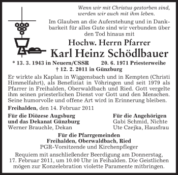 Traueranzeige von Karl Heinz Schödlbauer von MERKUR & TZ