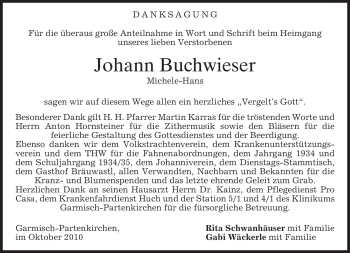 Traueranzeige von Johann Buchwieser von MERKUR & TZ