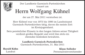 Traueranzeige von Wolfgang Kühnel von MERKUR & TZ
