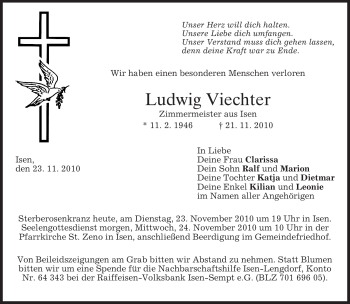 Traueranzeige von Ludwig Viechter von MERKUR & TZ