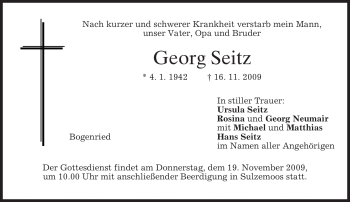 Traueranzeige von Georg Seitz von MERKUR & TZ