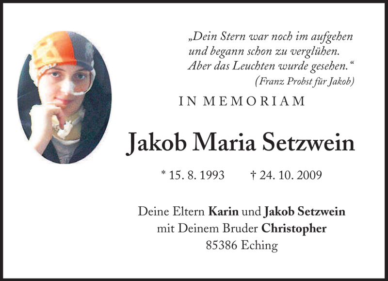  Traueranzeige für Jakob Maria Setzwein vom 23.10.2010 aus MERKUR & TZ