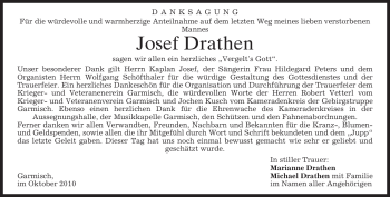 Traueranzeige von Josef Drathen von MERKUR & TZ