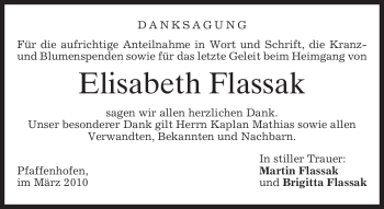 Traueranzeige von Elisabeth Flassak von MERKUR & TZ