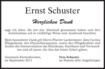 Traueranzeige von Ernst Schuster von MERKUR & TZ