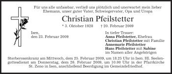 Traueranzeige von Christian Pfeilstetter von MERKUR & TZ