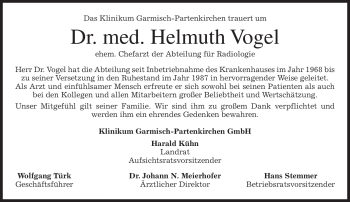 Traueranzeige von Helmuth Vogel von MERKUR & TZ