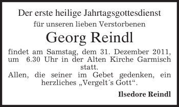 Traueranzeige von Georg Reindl von MERKUR & TZ