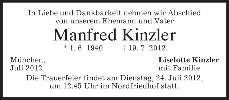 Traueranzeigen von Manfred Kinzler | trauer.merkur.de