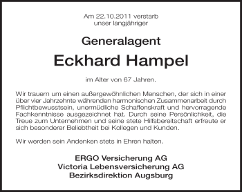 Traueranzeige von Eckhard Hampel von MERKUR & TZ