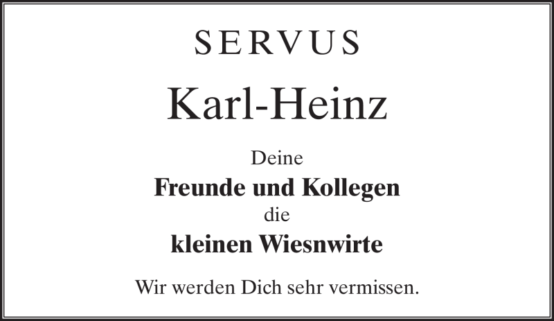  Traueranzeige für Karl-Heinz Wildmoser vom 03.08.2010 aus MERKUR & TZ