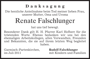 Traueranzeige von Renate Falschlunger von MERKUR & TZ