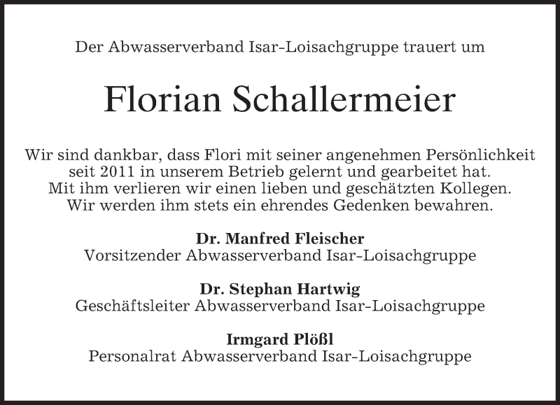  Traueranzeige für Florian Schallermeier vom 09.04.2015 aus merkurtz