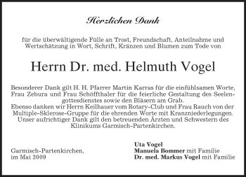 Traueranzeige von Helmuth Vogel von MERKUR & TZ