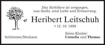 Traueranzeige von Heribert Leitschuh von MERKUR & TZ