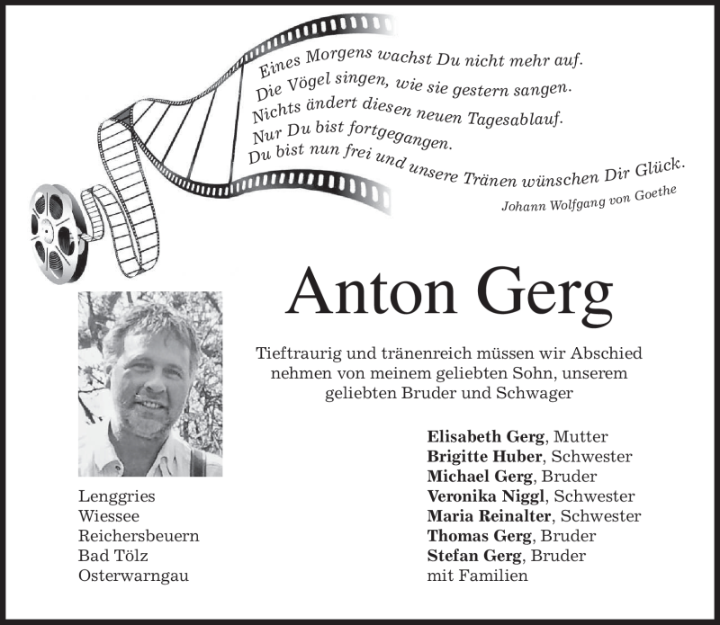  Traueranzeige für Anton Gerg vom 28.04.2012 aus MERKUR & TZ