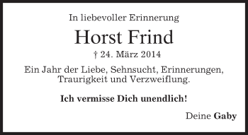 Traueranzeige von Horst Frind von merkurtz