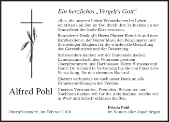 Traueranzeige von Alfred Pohl von MERKUR & TZ