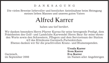 Traueranzeige von Alfred Karrer von MERKUR & TZ
