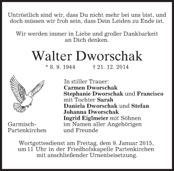 Traueranzeige von Walter Dworschak von merkurtz