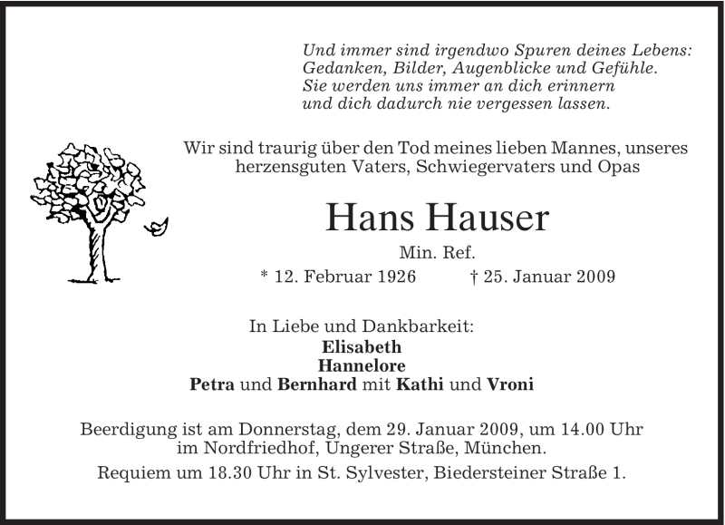 Traueranzeigen Von Hans Hauser Trauer Merkur De