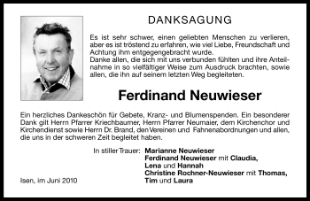 Traueranzeige von Ferdinand Neuwieser von MERKUR & TZ