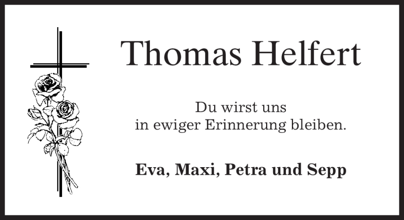  Traueranzeige für Thomas Helfert vom 29.12.2011 aus MERKUR & TZ